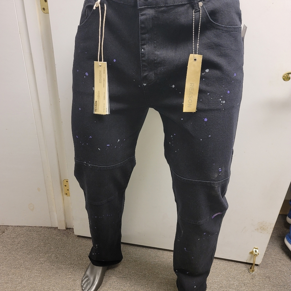 Black paint splatter men jeans